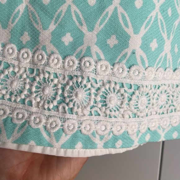 Maggie & Zoe Tiffany Blue Geometric Shift Dress  US 5 - Picture 3 of 14